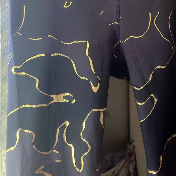 J13   Gorgeous rare Gold, black n gray leggings Italian fabric 16% spandex - Picture 4 of 8